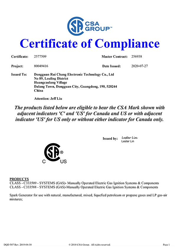 Certificate of Compliance
