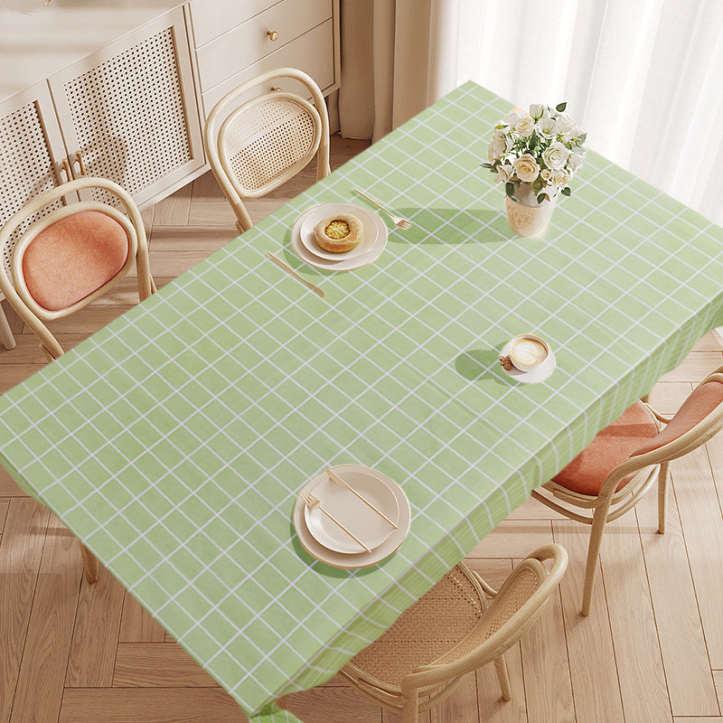 PEVA Solid Color Plaid Tablecloth