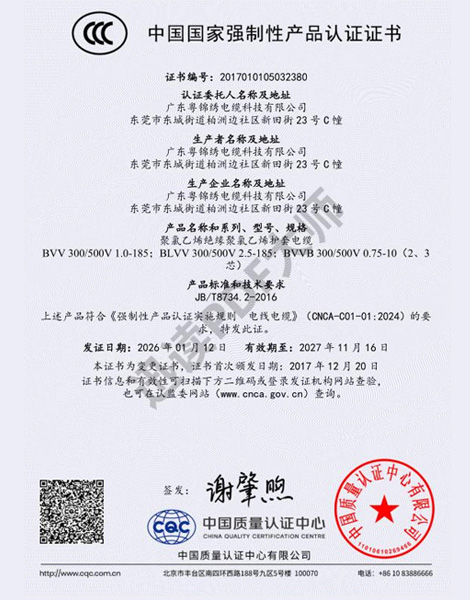 Certificate for China Compulsory Product Certification